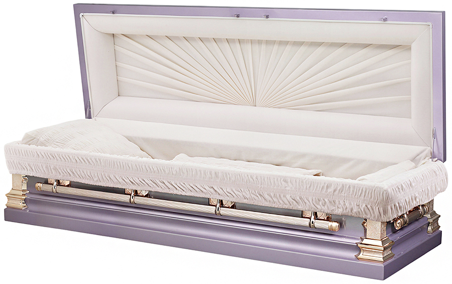 Best Price Caskets 4745 18 Ga Lavender Full Couch Silver Brushed