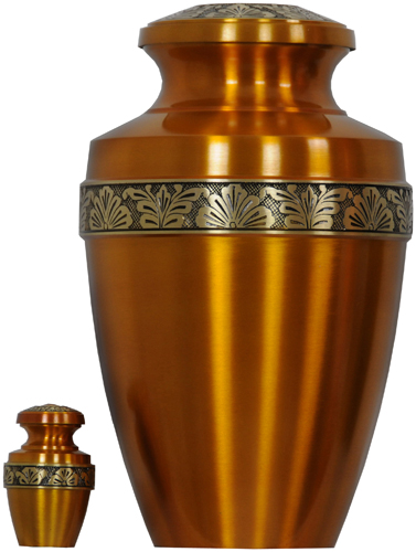 071-A - Brass Urn<br>Velvet Box plus<br>1 Keepsake<br>Gold