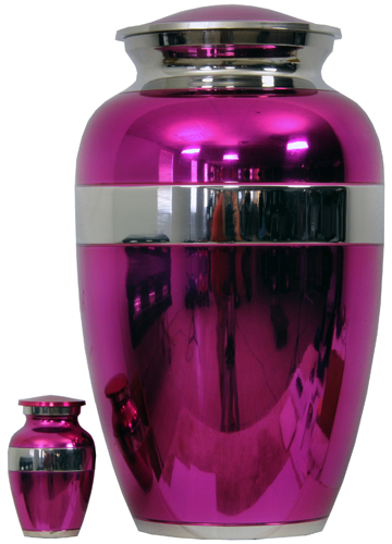 074-A - Brass Urn<br>Velvet Box plus<br>1 Keepsake<br>Pink with Mirror Finish