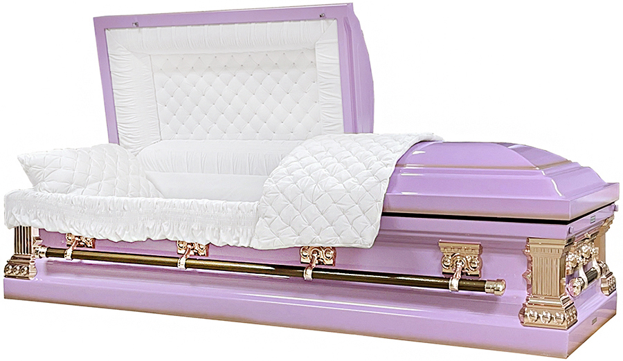 8420-A- Lilac 18 Gauge Casket w/ Copper accent <br> White Velvet Interior