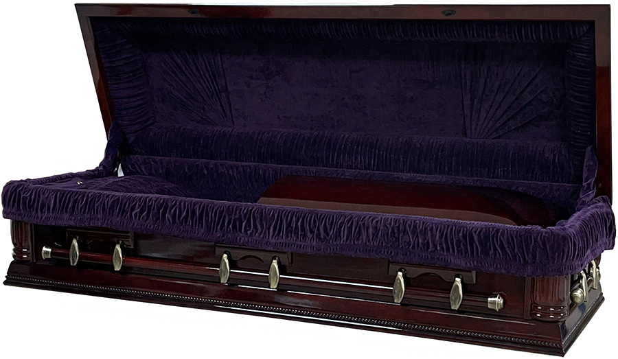 Best Price Caskets: 8821-FC - Full Couch Solid Poplar wood, Dark